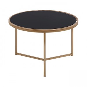 ΤΡΑΠΕΖΙ ΣΤΡΟΓΓΥΛΟ FRANCESCO  ΜΕ ΓΥΑΛΙΝΗ ΕΠΙΦΑΝΕΙΑ ΚΑΙ ΜΕΤΑΛΛΙΚΟ ΣΚΕΛΕΤΟ