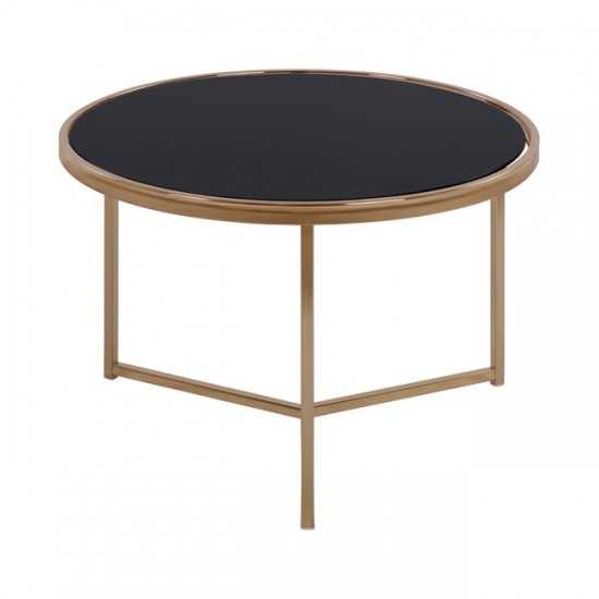 ΤΡΑΠΕΖΙ ΣΤΡΟΓΓΥΛΟ FRANCESCO  ΜΕ ΓΥΑΛΙΝΗ ΕΠΙΦΑΝΕΙΑ ΚΑΙ ΜΕΤΑΛΛΙΚΟ ΣΚΕΛΕΤΟ