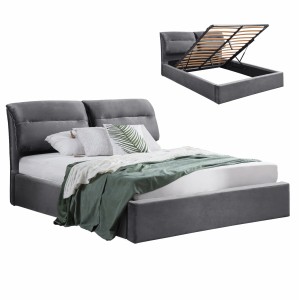 ΚΡΕΒΑΤΙ KENDRA ΒΕΛΟΥΔΟ ΓΚΡΙ ΚΑΙ ΑΠΟΘΗΚΕΥΤΙΚΟ ΧΩΡΟ 160x200 εκ. 