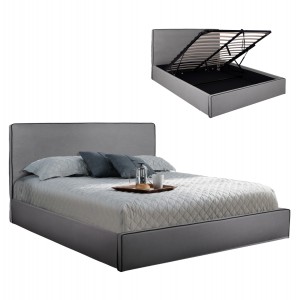 ΚΡΕΒΑΤΙ ALLIE ΜΕ ΑΠΟΘΗΚΕΥΤΙΚΟ ΧΩΡΟ ΓΚΡΙ ΥΦΑΣΜΑ 160x200εκ. 