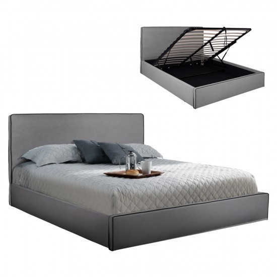 ΚΡΕΒΑΤΙ ALLIE ΜΕ ΑΠΟΘΗΚΕΥΤΙΚΟ ΧΩΡΟ ΓΚΡΙ ΥΦΑΣΜΑ 160x200εκ.