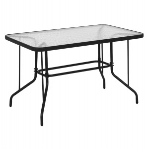 ΤΡΑΠΕΖΙ ΜΕΤΑΛΛΙΚΟ ΓΚΡΙ ΜΕ ΓΥΑΛΙΝΗ ΕΠΙΦΑΝΕΙΑ 120Χ70Χ71Υ εκ.