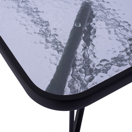 ΤΡΑΠΕΖΙ ΜΕΤΑΛΛΙΚΟ ΓΚΡΙ ΜΕ ΓΥΑΛΙΝΗ ΕΠΙΦΑΝΕΙΑ 120Χ70Χ71Υ εκ.