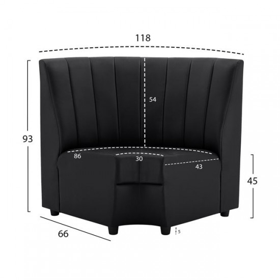 ΓΩΝΙΑΚΗ ΜΟΝΑΔΑ ΓΙΑ ΚΑΝΑΠΕ LANDON ΑΠΟ ΤΕΧΝΟΔΕΡΜΑ ΣΕ ΜΑΥΡΗ ΑΠΟΧΡΩΣΗ