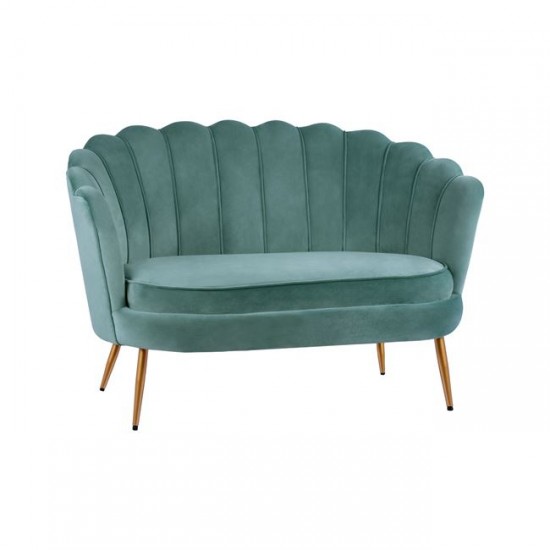 ΚΑΝΑΠΕΣ 2ΘΕΣΙΟΣ COQUILLE ΑΠΟ ΦΥΣΤΙΚΙ ΒΕΛΟΥΔΟ ΜΕ ΧΡΥΣΑ ΠΟΔΙΑ 130x77x83Υ εκ.