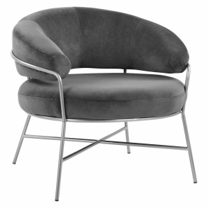 ΠΟΛΥΘΡΟΝΑ TRUDI ΑΠΟ ΓΚΡΙ ΒΕΛΟΥΔΟ ΜΕ ΑΣΗΜΙ ΣΚΕΛΕΤΟ 84x79x74Υ εκ.