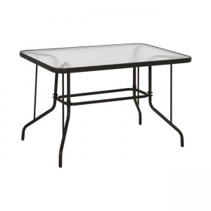 ΤΡΑΠΕΖΙ ΜΕΤΑΛΛΙΚΟ ΚΑΦΕ ΜΕ ΓΥΑΛΙΝΗ ΕΠΙΦΑΝΕΙΑ 120X70X71Υ εκ.