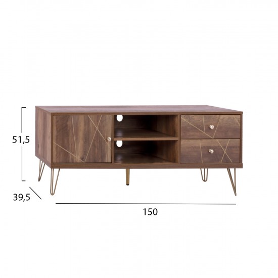 ΕΠΙΠΛΟ TV KAITLYN ΚΑΡΥΔΙ ΜΕ ΧΡΥΣΟ 150x39x50Y εκ.