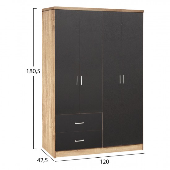 ΝΤΟΥΛΑΠΑ 4ΦΥΛΛΗ ME 2 ΣΥΡΤΑΡΙΑ SONAMA-ΓΚΡΙ 120Χ42Χ181εκ.