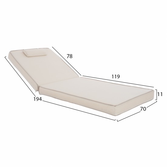 ΜΑΞΙΛΑΡΙ ΞΑΠΛΩΣΤΡΑΣ TEXTILENE SIFNOS ΜΠΕΖ 198(119+1+78)x70x10 εκ.
