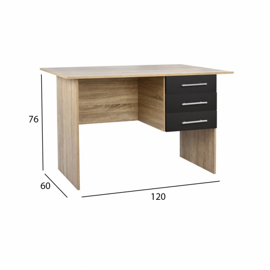 ΓΡΑΦΕΙΟ ΜΕΛΑΜΙΝΗΣ ΜΕ 3 ΣΥΡΤΑΡΙΑ SONAMA-ΓΚΡΙ 120X60X76 εκ.