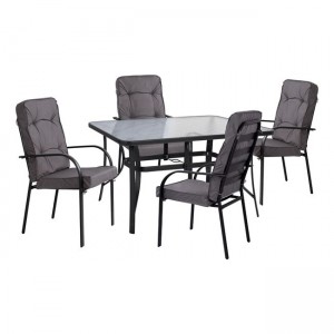 ΣΕΤ ΤΡΑΠΕΖΑΡΙΑΣ 5TMX ΤΡΑΠΕΖΙ 140Χ80Χ72Υεκ.ΚΑΙ 4 ΠΟΛΥΘΡΟΝΕΣ ΜΕΤΑΛΛΟ ΓΚΡΙ 