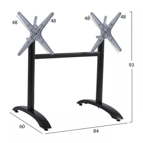 ΒΑΣΗ ΑΛΟΥΜΙΝΙΟΥ ΔΙΣΤΗΛΗ ΜΑΥΡΟ ΜΑΤ 84X60X73-93Υ εκ.