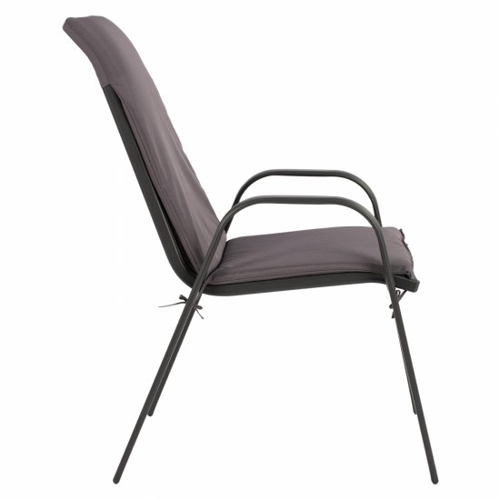 ΠΟΛΥΘΡΟΝΑ LEON ΜΕΤΑΛΛΙΚΗ ΓΚΡΙ ME ΓΚΡΙ ΜΑΞΙΛΑΡΙ 54x70x93 cm.