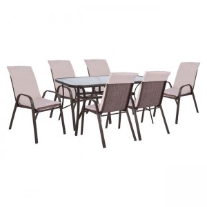 ΣΕΤ ΤΡΑΠΕΖΑΡΙΑΣ 5ΤΜΧ ΚΑΡΕΚΛΕΣ ΜΕ ΜΑΞΙΛΑΡΙ & ΤΡΑΠΕΖΙ 150X90  ΚΑΦΕ