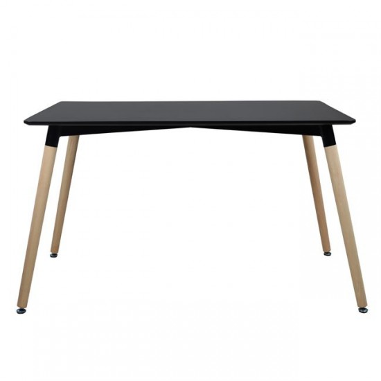 ΤΡΑΠΕΖΙ MINIMAL 160Χ90X74Υεκ. ΜΑΥΡΟ ΜΕ ΞΥΛΙΝΑ ΠΟΔΙΑ ΟΞΙΑ