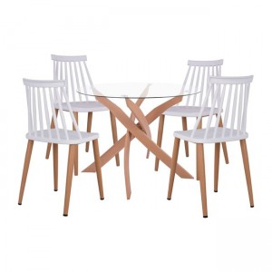 ΣΕΤ ΤΡΑΠΕΖΑΡΙΑΣ 5ΤΜΧ ΚΑΡΕΚΛΕΣ VANESSA ΛΕΥΚΕΣ & ΤΡΑΠΕΖΙ ΜΕΤΑΛΛΙΚΟ Φ90X74Υ 