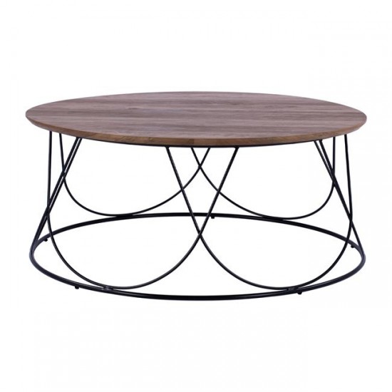 ΤΡΑΠΕΖΑΚΙ ΣΑΛΟΝΙΟΥ ΜΕ ΜΕΤΑΛΛΙΚΟ ΜΑΥΡΟ ΣΚΕΛΕΤΟ Φ90Χ40Υ εκ.