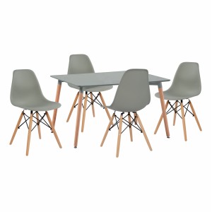 ΣΕΤ ΤΡΑΠΕΖΑΡΙΑΣ 5 ΤΜΧ ΤΡΑΠΕΖΙ MINIMAL ΜΕ ΚΑΡΕΚΛΕΣ TWIST ΓΚΡΙ 