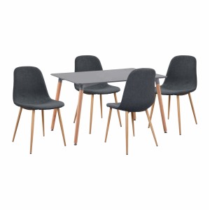 ΣΕΤ ΤΡΑΠΕΖΑΡΙΑΣ 5 ΤΜΧ ΤΡΑΠΕΖΙ MINIMAL ΜΕ ΚΑΡΕΚΛΕΣ LEONARDO ΓΚΡΙ 