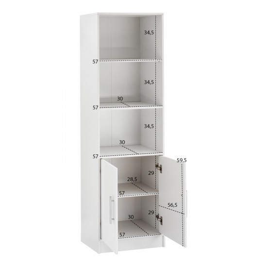 ΒΙΒΛΙΟΘΗΚΗ ΜΕΛΑΜΙΝΗΣ ΣΕ ΛΕΥΚΗ ΑΠΟΧΡΩΣΗ 60x30x180 εκ.