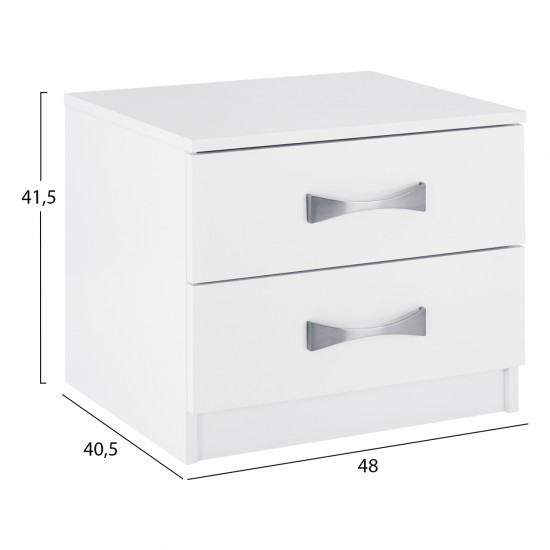 ΚΟΜΟΔΙΝΟ ΜΕ 2 ΣΥΡΤΑΡΙΑ ΚΑΙ ΑΣΗΜΙ ΧΕΡΟΥΛΙ HM2235.05 ΛΕΥΚΟ 48x40,5x41,5Y εκ.