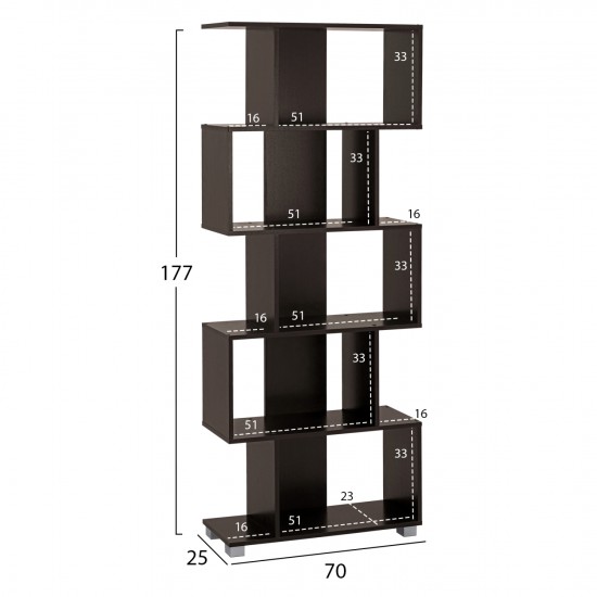 ΒΙΒΛΙΟΘΗΚΗ ΜΕΛΑΜΙΝΗΣ HM2385.01 ΒΕΓΓΕ 70x25x177Υ εκ.