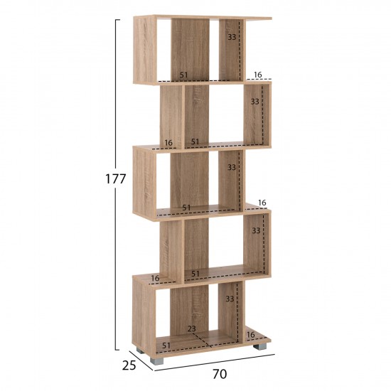 ΒΙΒΛΙΟΘΗΚΗ ΜΕΛΑΜΙΝΗΣ  SONAMA 70x25x177Υ εκ.