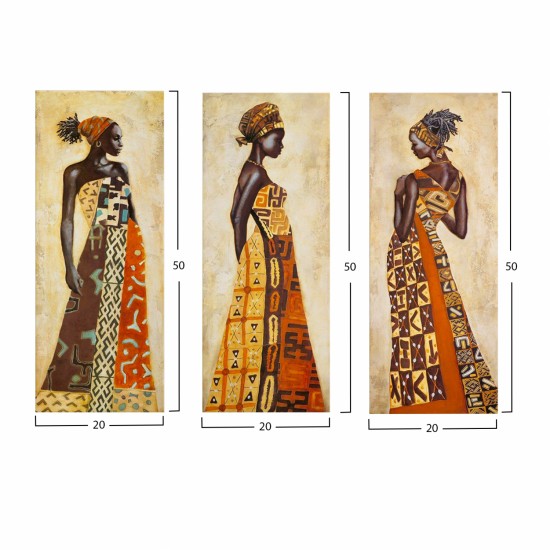 ΠΙΝΑΚΑΣ ΤΡΙΠΤΥΧΟ MDF AFRICAL STYLE WOMEN 60X0,3X50 εκ.