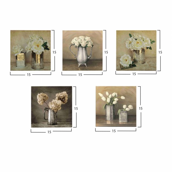 ΠΙΝΑΚΑΣ ΠΕΝΤΑΠΤΥΧΟ MDF ROMANTIC FLOWERS  75X0,3X15 εκ.