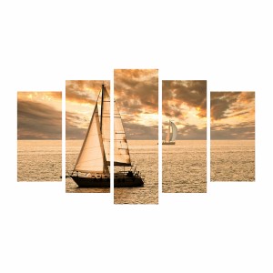 ΠΙΝΑΚΑΣ ΠΕΝΤΑΠΤΥΧΟ MDF SUNSET SAILING 100X0,3X60 εκ.
