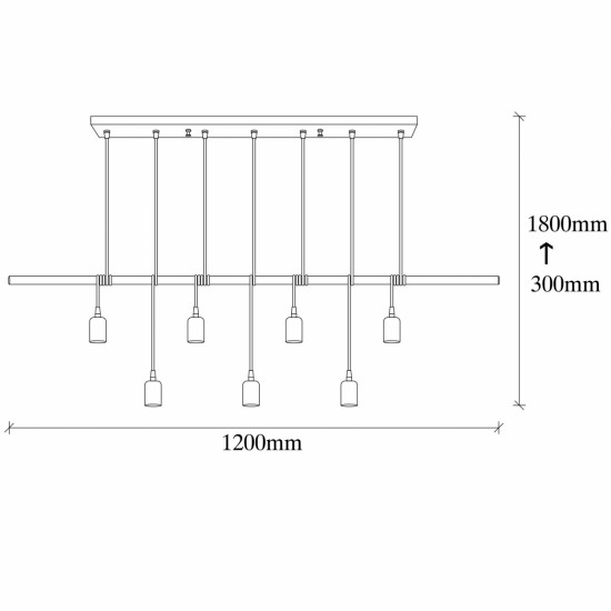 ΦΩΤΙΣΤΙΚΟ ΟΡΟΦΗΣ 7ΦΩΤΟ ΜΕΤΑΛΛΙΚΟ ΜΑΥΡΟ 120Χ10Χ180 HM7266