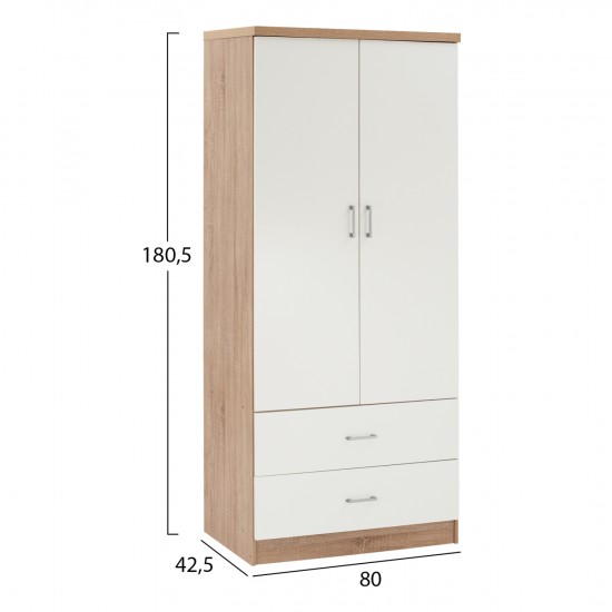 ΝΤΟΥΛΑΠΑ 2ΦΥΛΛΗ ME 2 ΣΥΡΤΑΡΙΑ HM338.06 SONAMA-ΛΕΥΚΗ 80Χ42,5Χ180,5Υ εκ.