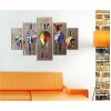 ΠΙΝΑΚΑΣ ΠΕΝΤΑΠΤΥΧΟ MDF COLORFUL ZEBRAS 92Χ56 HM7207.03