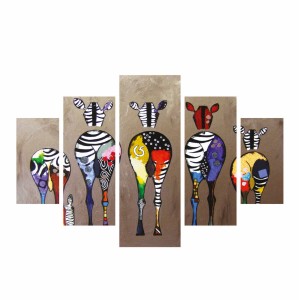 ΠΙΝΑΚΑΣ ΠΕΝΤΑΠΤΥΧΟ MDF COLORFUL ZEBRAS 92Χ56 
