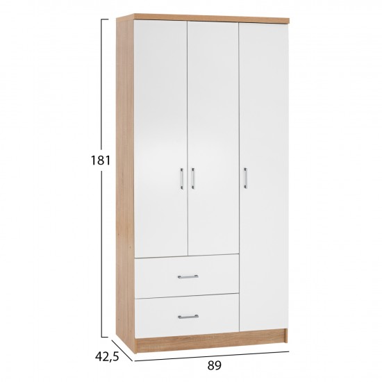 ΝΤΟΥΛΑΠΑ 3ΦΥΛΛΗ ME 2 ΣΥΡΤΑΡΙΑ  SONAMA - ΛΕΥΚO 89x42,5x181 εκ.