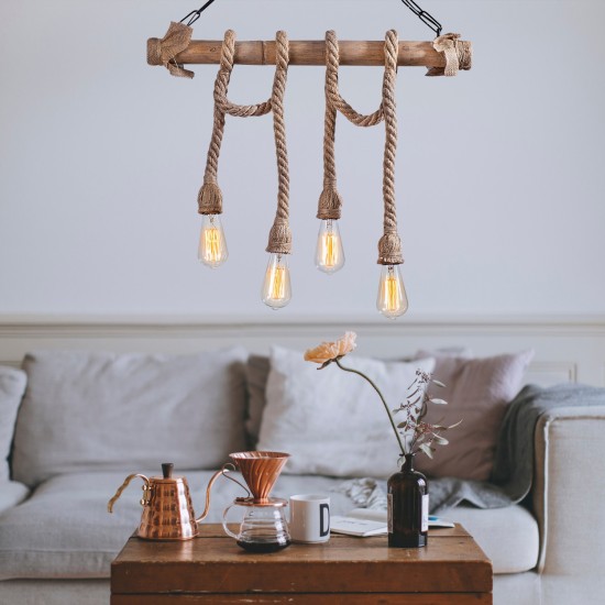 ΦΩΤΙΣΤΙΚΟ ΟΡΟΦΗΣ 4ΦΩΤΟ ΞΥΛΙΝΟ ΜΕ ΣΧΟΙΝΙ  65x8x82 εκ.-ΦΩΤΙΣΤΙΚΟ ΠΟΛΥΦΩΤΟ-