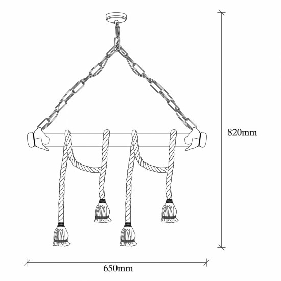 ΦΩΤΙΣΤΙΚΟ ΟΡΟΦΗΣ 4ΦΩΤΟ ΞΥΛΙΝΟ ΜΕ ΣΧΟΙΝΙ  65x8x82 εκ.-ΦΩΤΙΣΤΙΚΟ ΠΟΛΥΦΩΤΟ-