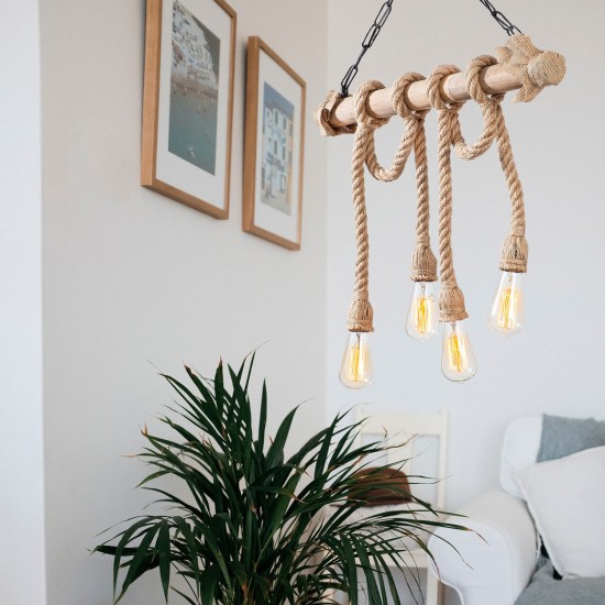 ΦΩΤΙΣΤΙΚΟ ΟΡΟΦΗΣ 4ΦΩΤΟ ΞΥΛΙΝΟ ΜΕ ΣΧΟΙΝΙ  65x8x82 εκ.-ΦΩΤΙΣΤΙΚΟ ΠΟΛΥΦΩΤΟ-