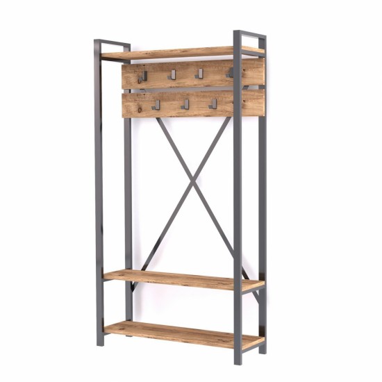 ΕΠΙΠΛΟ ΕΙΣΟΔΟΥ NATURAL WOOD & ΜΑΥΡΟ  90x34x180 εκ.-επιπλο εισόδου-