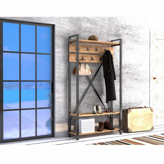 ΕΠΙΠΛΟ ΕΙΣΟΔΟΥ NATURAL WOOD & ΜΑΥΡΟ  90x34x180 εκ.-επιπλο εισόδου-