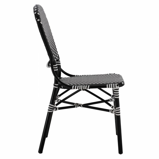 ΚΑΡΕΚΛΑ ΑΛΟΥΜΙΝΙΟΥ BAMBOO LOOK ΜΕ WICKER ΜΑΥΡΟ ΑΣΠΡΟ  46x60x96 εκ.-καρεκλα κηπου-καρεκλα-