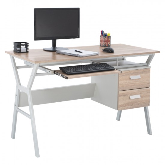 ΓΡΑΦΕΙΟ SONAMA ΜΕ ΛΕΥΚΟ ΣΚΕΛΕΤΟ  120X60X76εκ.-ΓΡΑΦΕΙΟ-ΜΕΤΑΛΛΟ-ΜΕΛΑΜΙΝΗ-ΛΕΥΚΟ SONOMA-