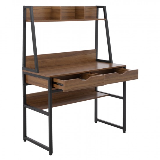 ΓΡΑΦΕΙΟ ΜΕ ΒΙΒΛΙΟΘΗΚΗ ΚΑΡΥΔΙ & ΜΕΤΑΛΛΙΚΟ ΜΑΥΡΟ ΣΚΕΛΕΤΟ  100x48x139 εκ.-ΓΡΑΦΕΙΟ-HOME OFFICE-ΠΑΙΔΙΚΟ ΓΡΑΦΕΙΟ-