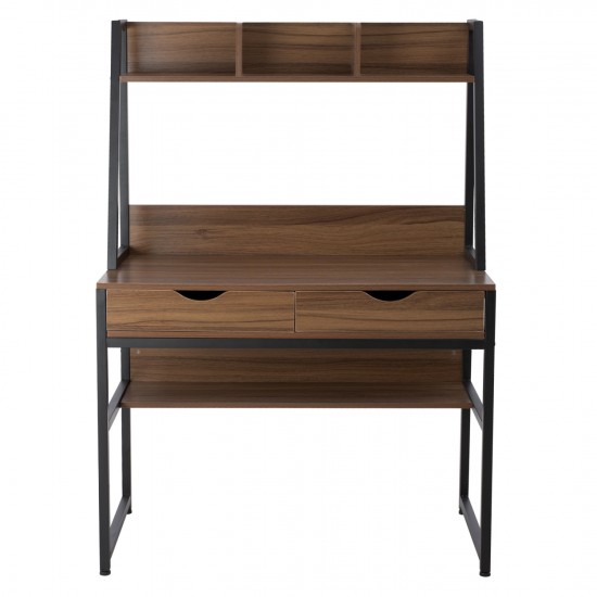 ΓΡΑΦΕΙΟ ΜΕ ΒΙΒΛΙΟΘΗΚΗ ΚΑΡΥΔΙ & ΜΕΤΑΛΛΙΚΟ ΜΑΥΡΟ ΣΚΕΛΕΤΟ  100x48x139 εκ.-ΓΡΑΦΕΙΟ-HOME OFFICE-ΠΑΙΔΙΚΟ ΓΡΑΦΕΙΟ-