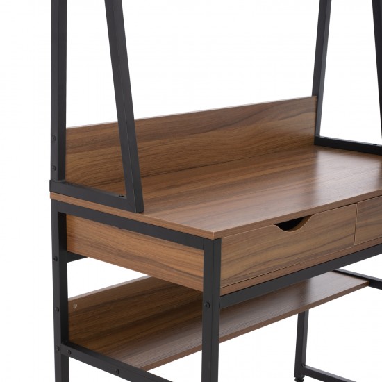 ΓΡΑΦΕΙΟ ΜΕ ΒΙΒΛΙΟΘΗΚΗ ΚΑΡΥΔΙ & ΜΕΤΑΛΛΙΚΟ ΜΑΥΡΟ ΣΚΕΛΕΤΟ  100x48x139 εκ.-ΓΡΑΦΕΙΟ-HOME OFFICE-ΠΑΙΔΙΚΟ ΓΡΑΦΕΙΟ-