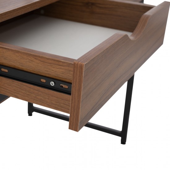 ΓΡΑΦΕΙΟ ΜΕ ΒΙΒΛΙΟΘΗΚΗ ΚΑΡΥΔΙ & ΜΕΤΑΛΛΙΚΟ ΜΑΥΡΟ ΣΚΕΛΕΤΟ  100x48x139 εκ.-ΓΡΑΦΕΙΟ-HOME OFFICE-ΠΑΙΔΙΚΟ ΓΡΑΦΕΙΟ-