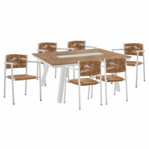 ΣΕΤ ΤΡΑΠΕΖΑΡΙΑ 7ΤΜΧ ΜΕ ΤΡΑΠΕΖΙ POLYWOOD 200Χ94 & ΠΟΛΥΘΡΟΝΕΣ ΛΕΥΚΕΣ 