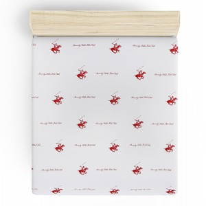 ΣΕΝΤΟΝΙ ΕΠΙΠΕΔΟ ΗΜΙΔΙΠΛΟ BEVERLY HILLS POLO CLUB  ΛΕΥΚΟ ΚΟΚΚΙΝΟ 180x240 εκ.