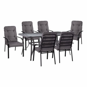 ΣΕΤ ΤΡΑΠΕΖΑΡΙΑ 7ΤΜΧ ΤΡΑΠΕΖΙ BRUNO 150X90 ΜΕ ΠΟΛΥΘΡΟΝΕΣ ENDIKA ΓΚΡΙ